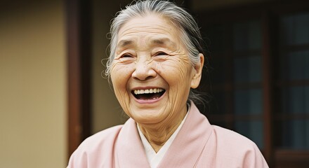 Radiant smile of a mature asian woman embodying joy and vitality portrait session