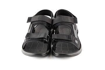 Men's black summer sandals with, isolate on a white background