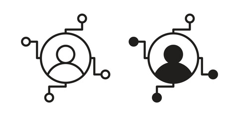 Affiliate marketing icon in a black stroke vector design and flat solid version on white background