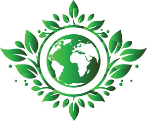 Green Earth Eco Logo – Nature-Friendly Earth Emblem for Environment, Sustainability, and Ecology