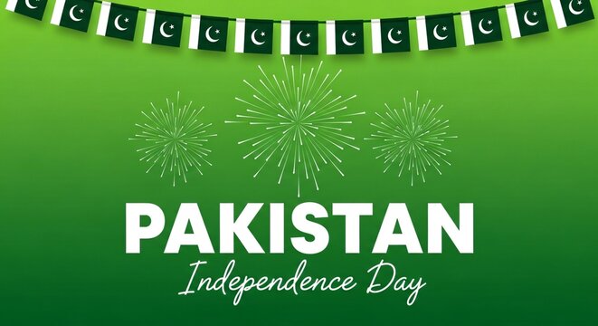 Pakistan Independence Day Celebrate 14th August with Festive Green Background  Confetti