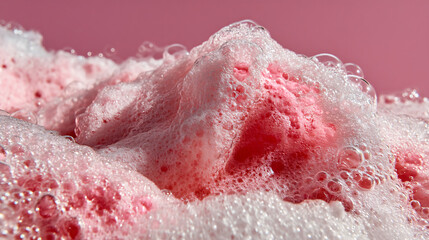 Fototapeta premium Pink Foaming Bath Bomb Splash — Spa Texture Background with Copy Space