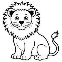 Brave baby lion sitting proudly with fluffy mane