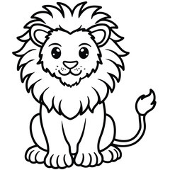 Brave baby lion sitting proudly with fluffy mane