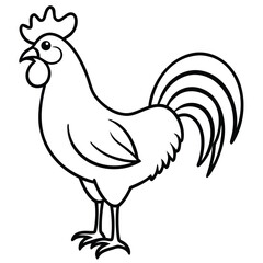 Vibrant rooster with spread tail feathers banner design