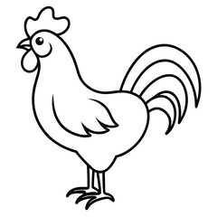 Vibrant rooster with spread tail feathers banner advertisement