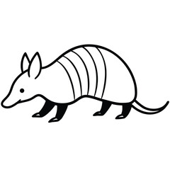 Curious armadillo with a patterned shell walking illustration