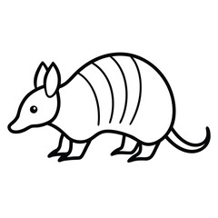 Curious armadillo with intricate patterned shell walking