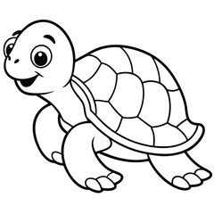 Cute baby turtle crawling towards the ocean simple design