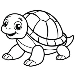 Cute baby turtle crawling towards ocean illustration