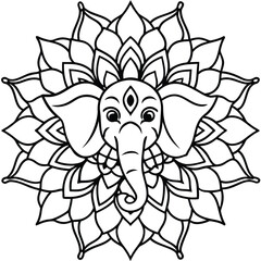 Intricate elephant mandala pattern design