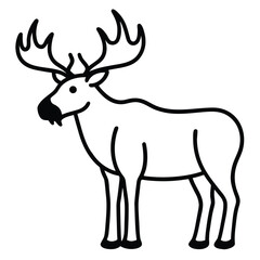 Friendly moose with large antlers standing illustration