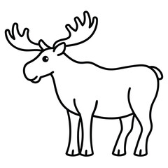 Friendly moose with large antlers standing illustration