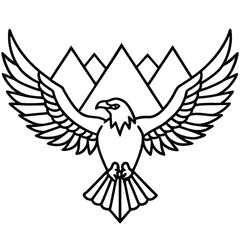Majestic eagle soaring above mountain peaks illustration