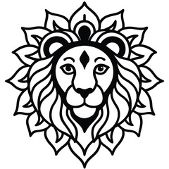 Obraz premium Majestic lion mandala with tribal and floral elements