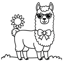 Silly alpaca wearing heart shaped sunglasses