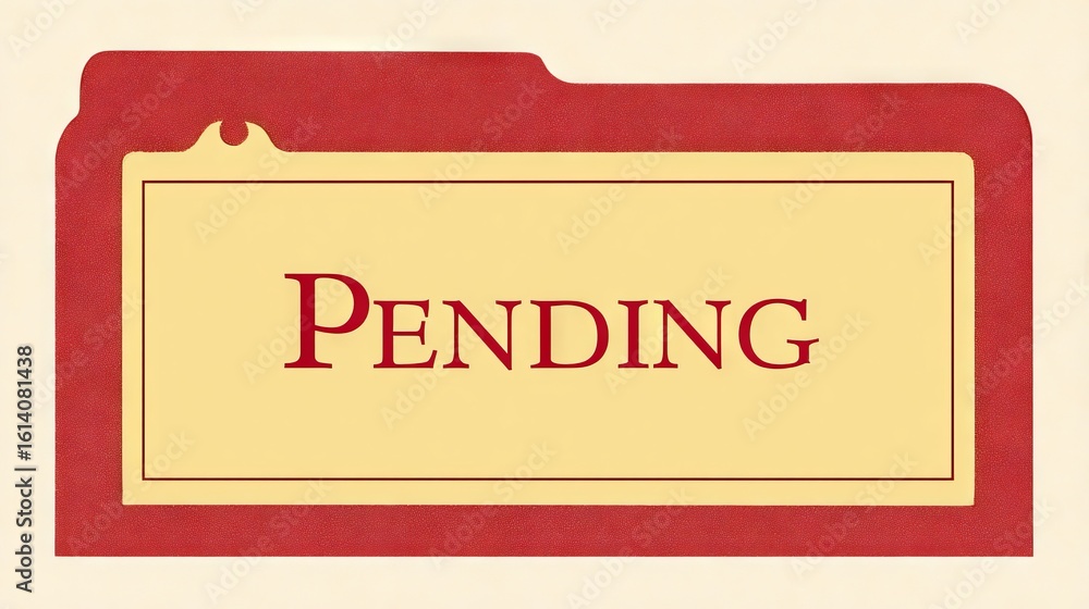 Poster red folder with a yellow label prominently displaying the word 