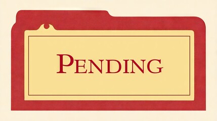 Red folder with a yellow label prominently displaying the word "Pending," symbolizing organization, task management, and the importance of tracking progress in professional environments
