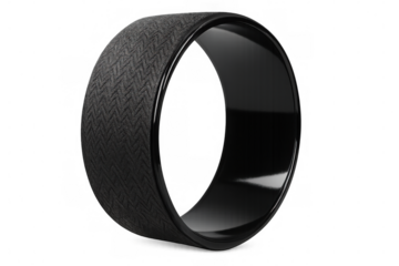 Yoga wheel supporting spine flexibility, stretching muscles, opening chest and shoulders on transparent backdrop