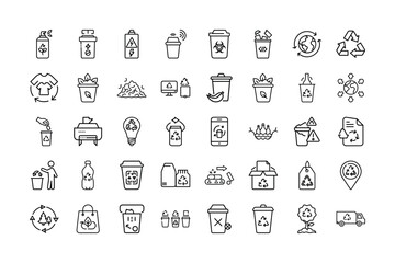 Recycling and Waste Management Icon Bundle for Eco and Green Design