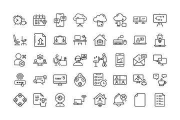 Remote Work Icon Bundle for Home Office and Collaboration