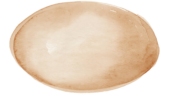 Watercolor a soft brown watercolor painted oval shape resembling an eggshell isolated on transparent background