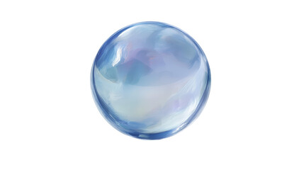 Watercolor a translucent blue sphere with iridescent highlights, isolated on a transparent background