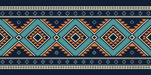 southwestern geometric border pattern with diamond zigzag motifs and tribal design elements 