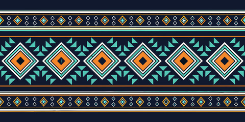 traditional geometric border pattern with native american southwestern design elements isolated on white background.