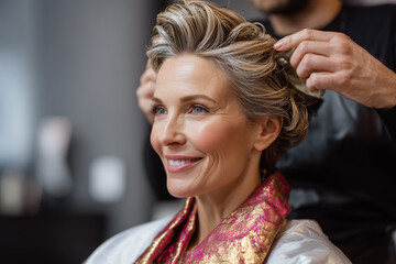  woman with haircutter