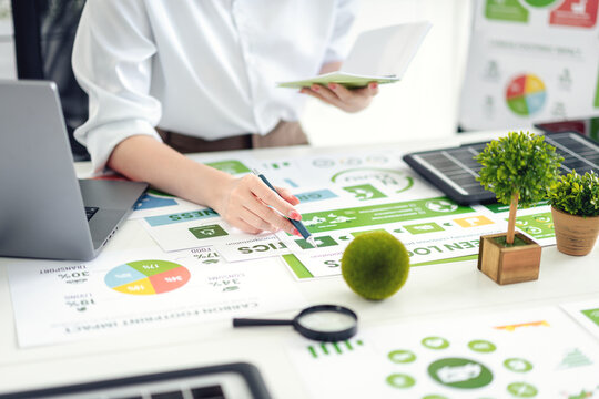 Analyzing ESG Data for Green Business Strategy and Carbon Footprint Reduction Sustainable Corporate Environmental Impact Assessment - Powered by Adobe