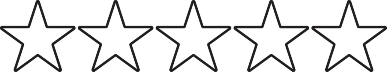 Set of outline five star icon collection. black star symbol. design in modern style. Illustration.

