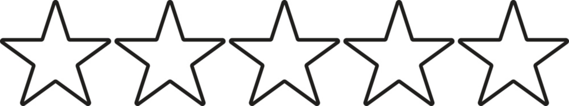 Set of outline five star icon collection. black star symbol. design in modern style. Illustration.
