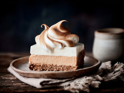 pumpkin pie cheesecake with whipped cream - Powered by Adobe