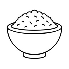 Bowl of white rice food grain vector illustration
