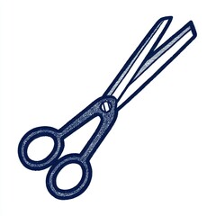 Classic metal tailor s scissors with dark handles open blades and a pivot screw isolated on white background