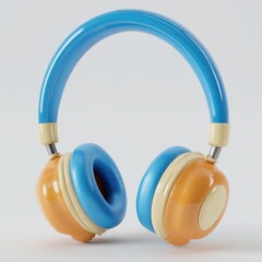 Vibrant blue and orange children s headphones with adjustable headband and cushioned earcups isolated on white background