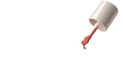 Watercolor a pink nail polish brush with a droplet of polish isolated on white isolated on transparent background