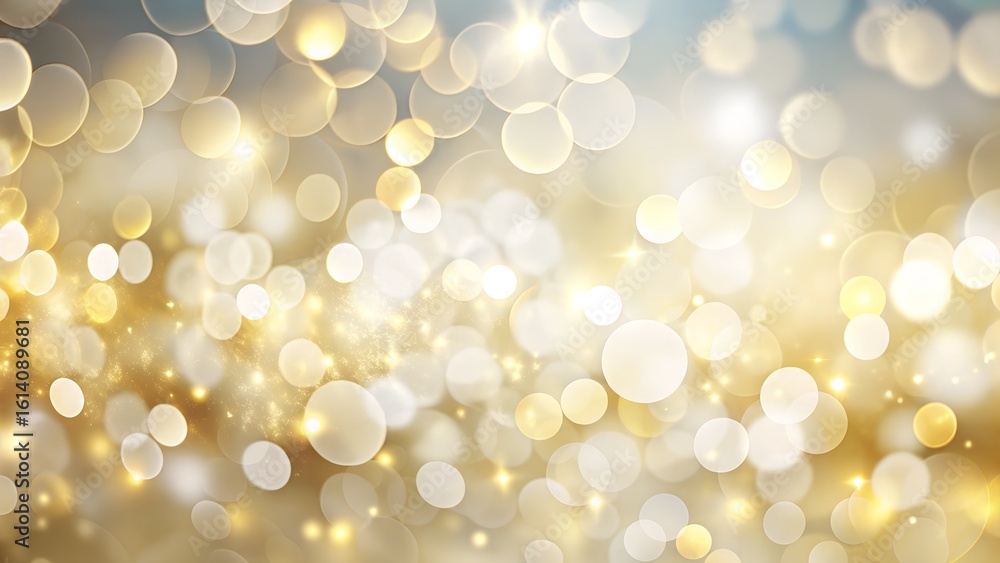 Poster a soft focus background filled with shimmering golden and yellow bokeh lights creating a festive atm