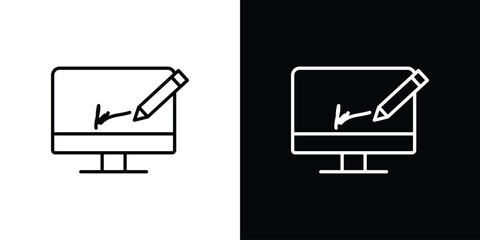Electronic signature icon. Simple flat symbol. Perfect Black outline pictogram illustration