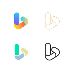 Letter B logo set. Abstract icons, signs, logotypes in different styles isolated on white background.