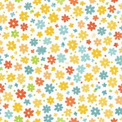 &ldquo;Small ditsy floral vector pattern, tiny vintage flowers scattered, contrast color palette (2025 trend ), delicate lines, seamless repeat, ideal for feminine fabric design&rdquo;