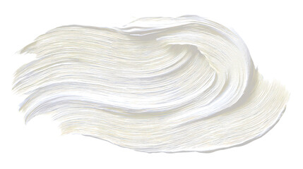 Watercolor a luxurious white paint stroke with subtle gold shimmer, isolated on a transparent background