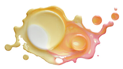 Watercolor a vibrant splash of yellow, pink, and orange liquid paint blends together isolated on transparent background