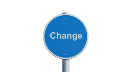 Ai generated image of a blue sign with the word change on it isolated on transparent background