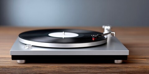 Modern Minimalist Turntable on Wooden Table