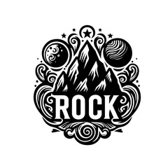 Majestic Mountain Rock Music Logo Design.