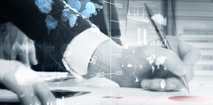 Business intelligence performance indicator KPI Analysis dashboard transparent blurred abstract background