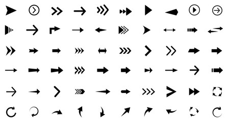 Arrows set black icons on white background. Arrow icons. Arrow vector collection. Arrow. Cursor. Arrow vector set collection design graphic element. Arrow symbols black icons
