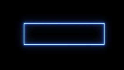 Neon rectangle laser on black background. glowing rectangle shape abstract illustration screen background.